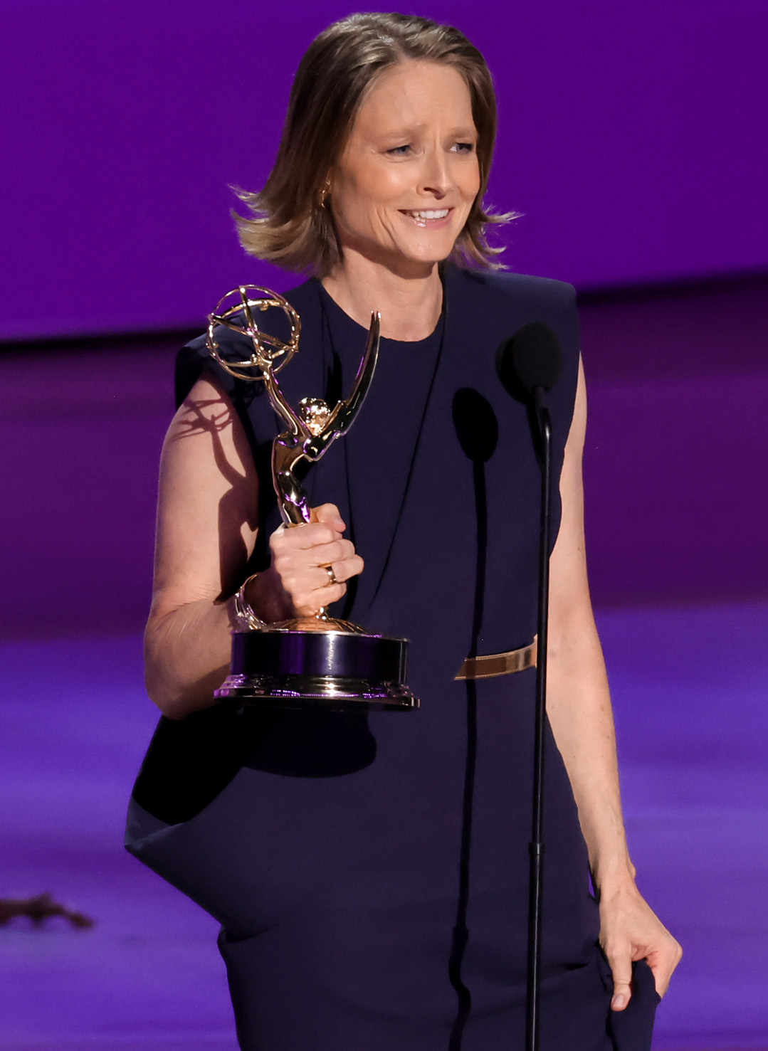 LOS ANGELES, CALIFORNIA - SEPTEMBER 15: Jodie Foster accepts the Outstanding Lead Actress in a Limited or Anthology Series or Movie award for “True Detective” speaks onstage during the 76th Primetime Emmy Awards at Peacock Theater on September 15, 2024 in Los Angeles, California. (Photo by Kevin Winter/Getty Images)