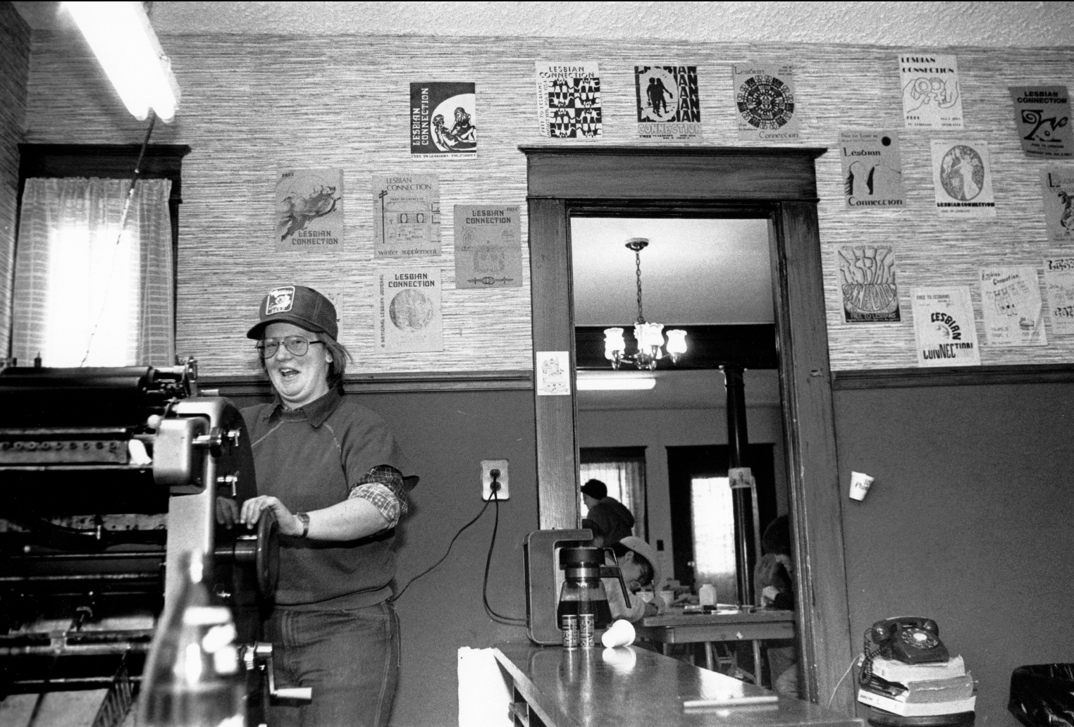 1983 - Printing LC at our Lesbian Center 1983 ©JEB (Joan E Biren)