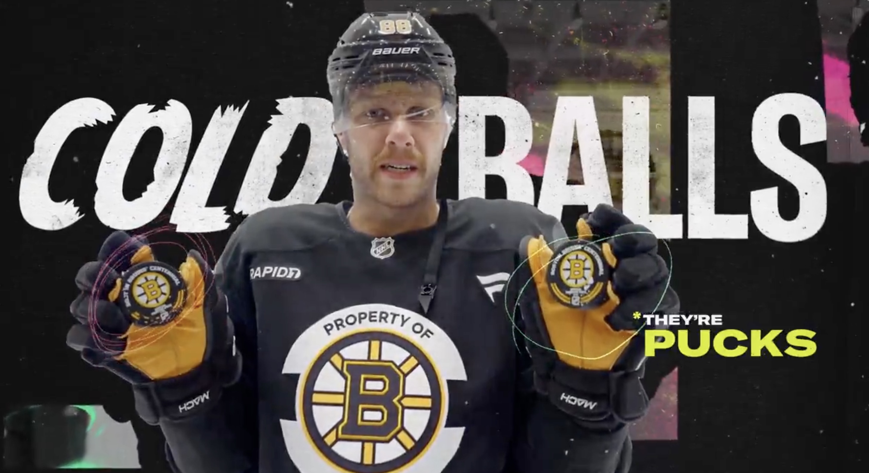 Cold Balls with hockey player