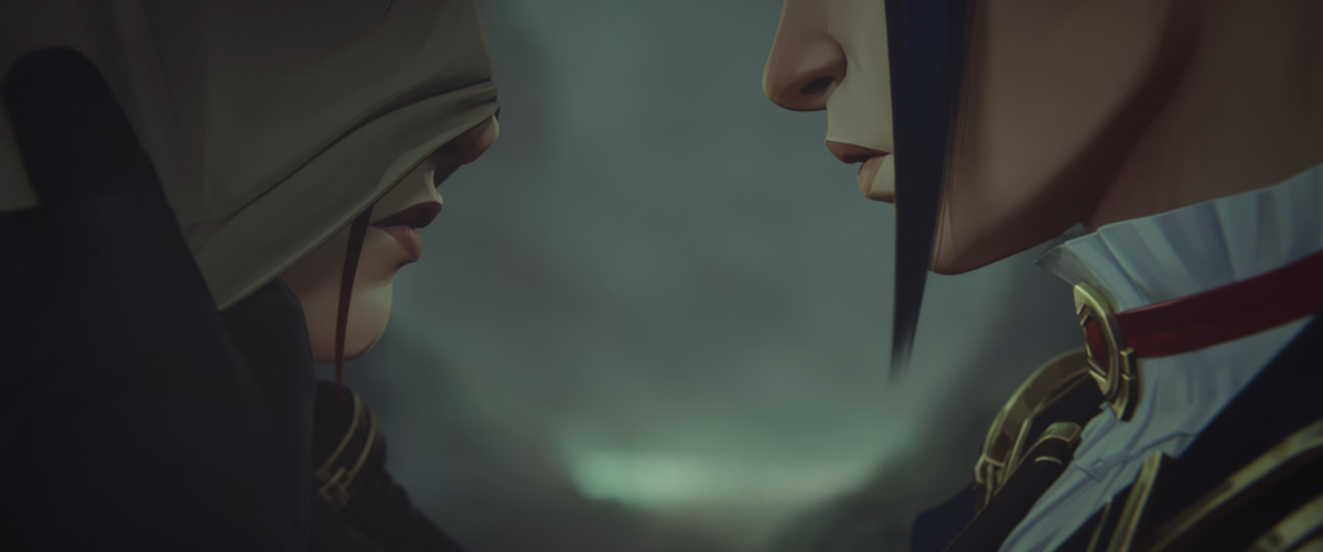 Arcane: Caitlyn gently pulls a hood over Vi's head