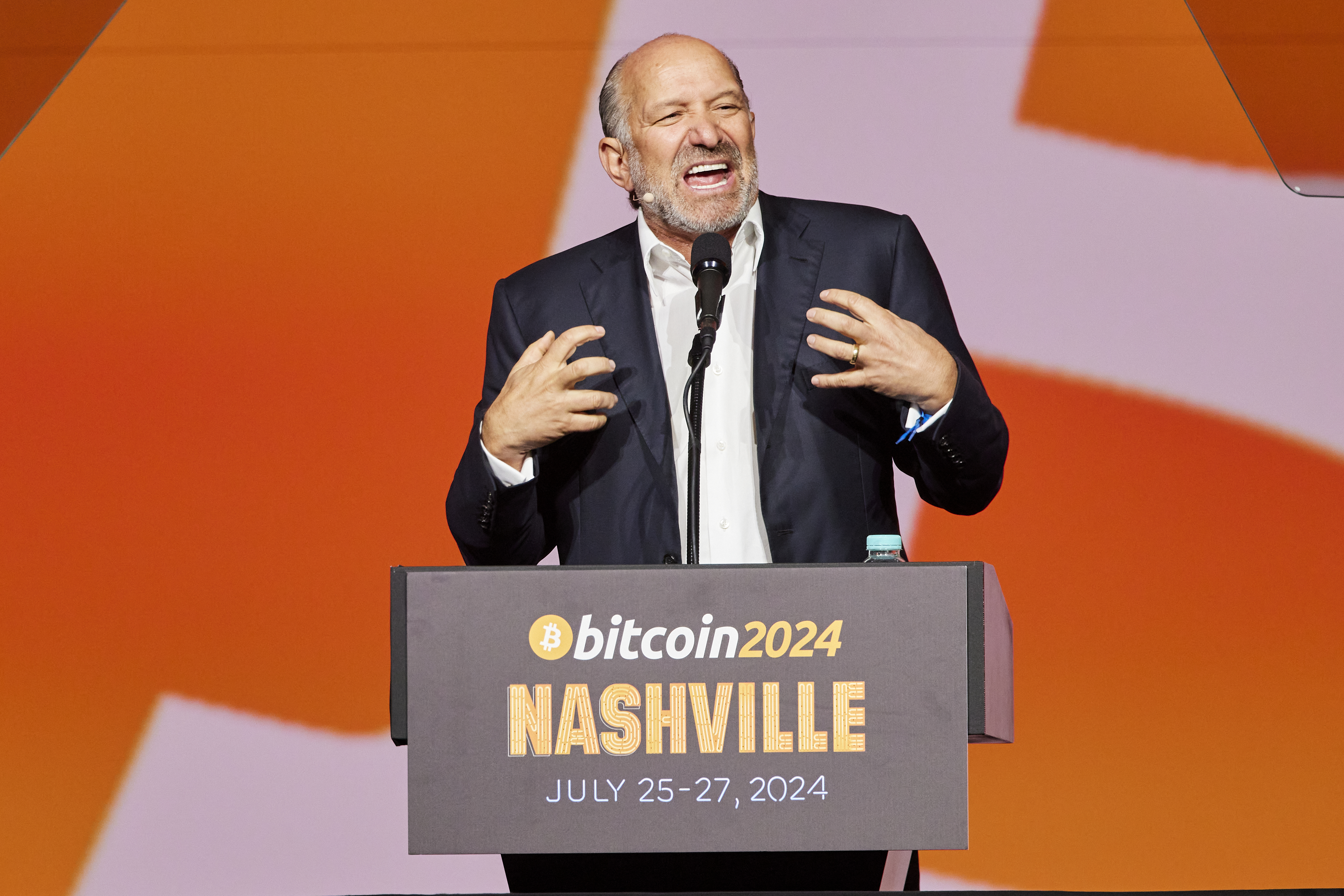 NASHVILLE, TN - Howard Lutnick, CEO of Cantor Fitzgerald gives his speech at the 2024 Bitcoin Conference in Nashville, TN. (Photo by Johnnie Izquierdo for The Washington Post via Getty Images)