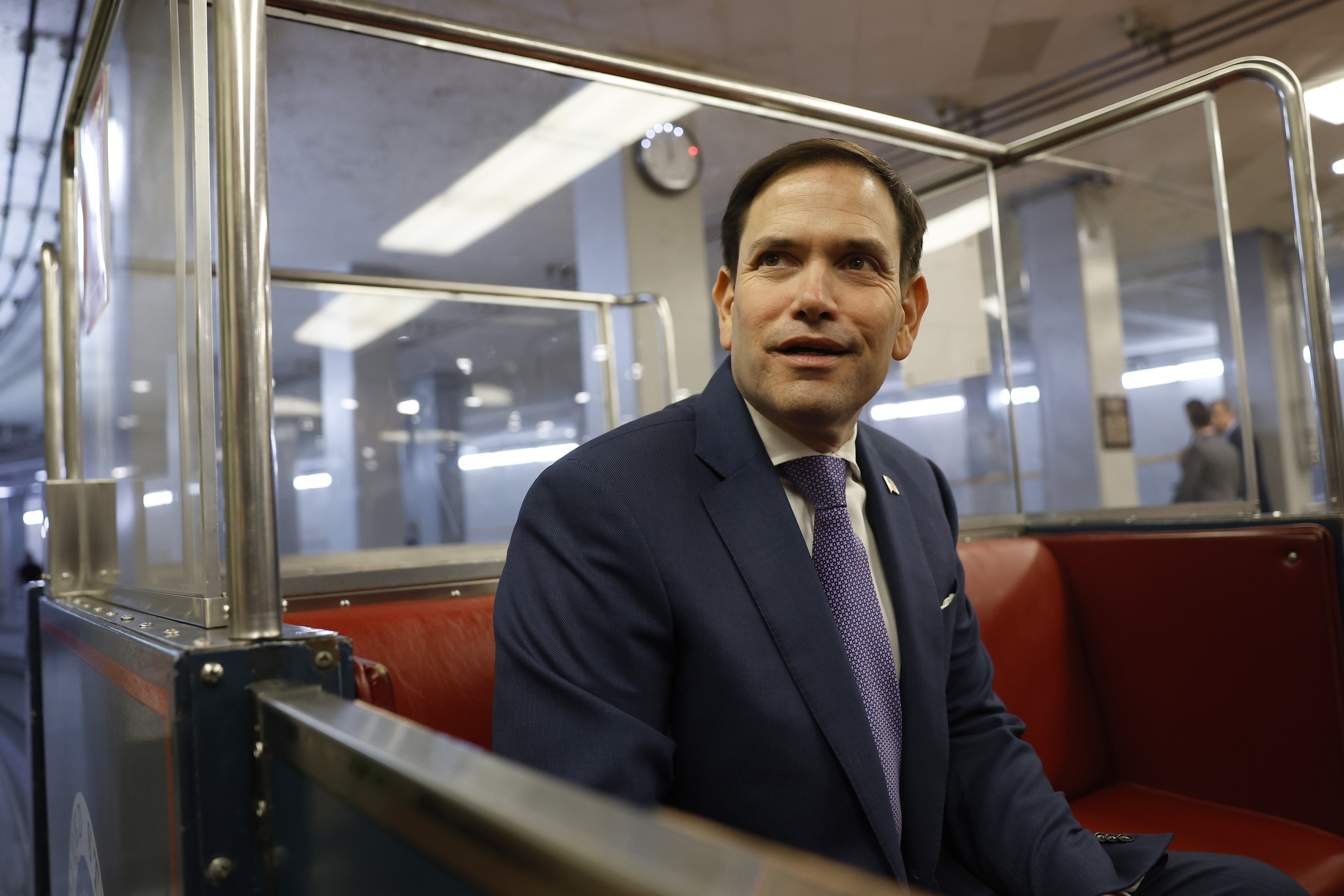 WASHINGTON, DC - SEPTEMBER 08: Sen. Marco Rubio (R-FL) speaks to reporters in the Senate Subway during a vote in the U.S. Capitol on September 08, 2022 in Washington, DC. Senators are working toward an agreement on a short-term spending bill to fund the government and avoid a potential shutdown at the end of the month, as well as take up the Marriage Equality Bill. (Photo by Anna Moneymaker/Getty Images)