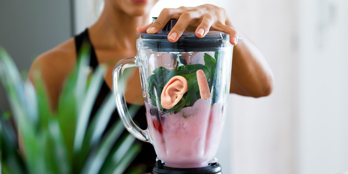 an ear in a bullet blender