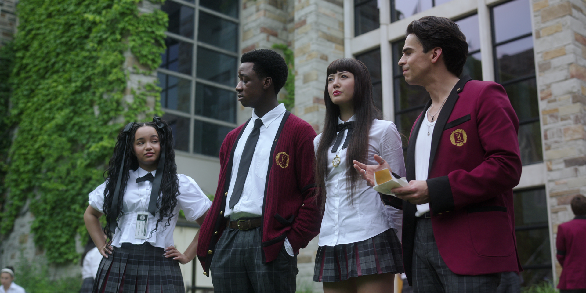 Bet (L to R) Eve Edwards as Mary; Ayo Solanke as Ryan; Miku Martineau as Yumeko and Hunter Cardinal as Michael in Bet. Cr. Courtesy of Netflix © 2025