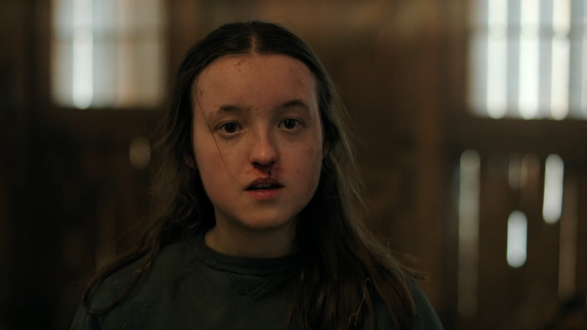 The Last of Us: Bella ramsey as Ellie after a fight