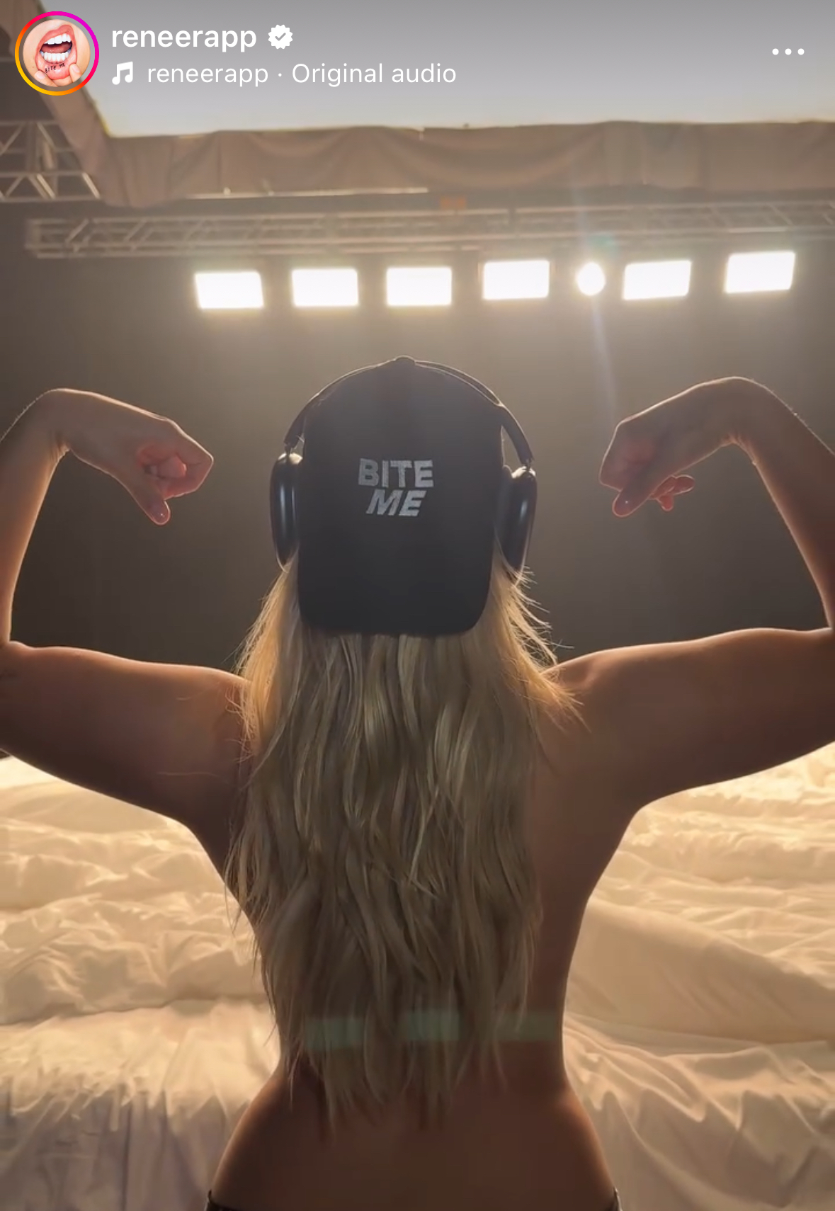 Renee Rapp flexing while teasing new music