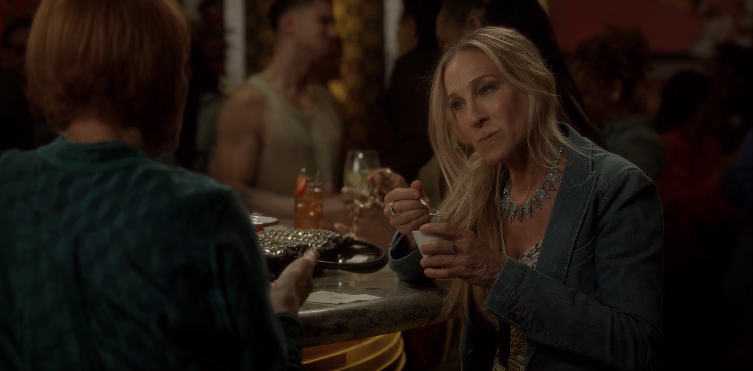 carrie eating from a cup