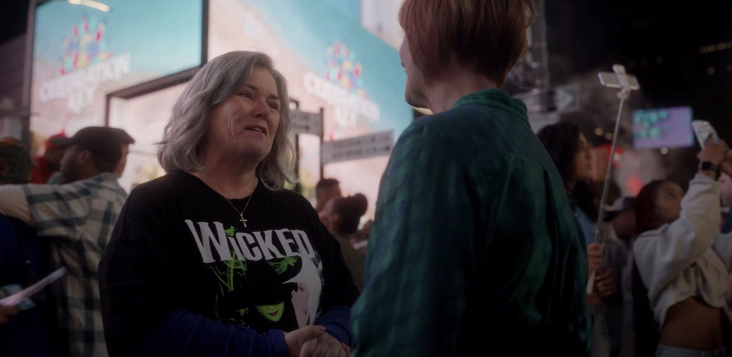 Mary holding Miranda's hands