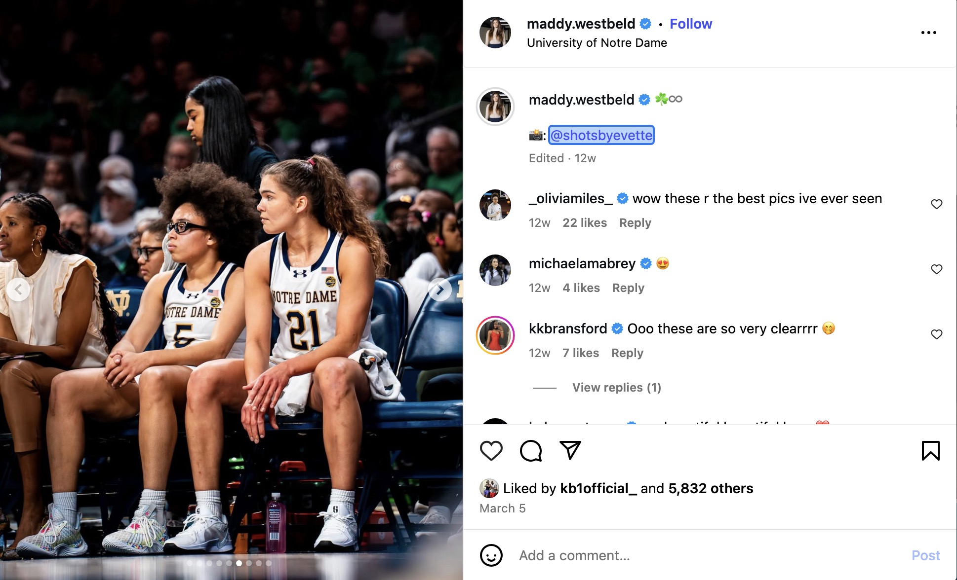 instagarm post of the two of them together on the bench
