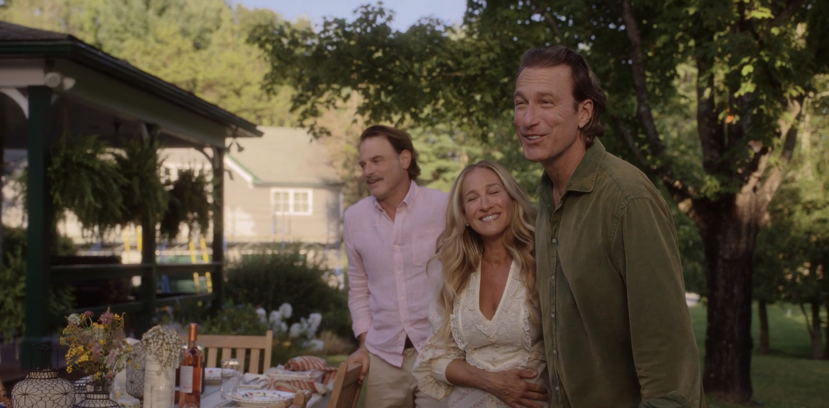 aidan, carrie and bob at the outdoor celebration