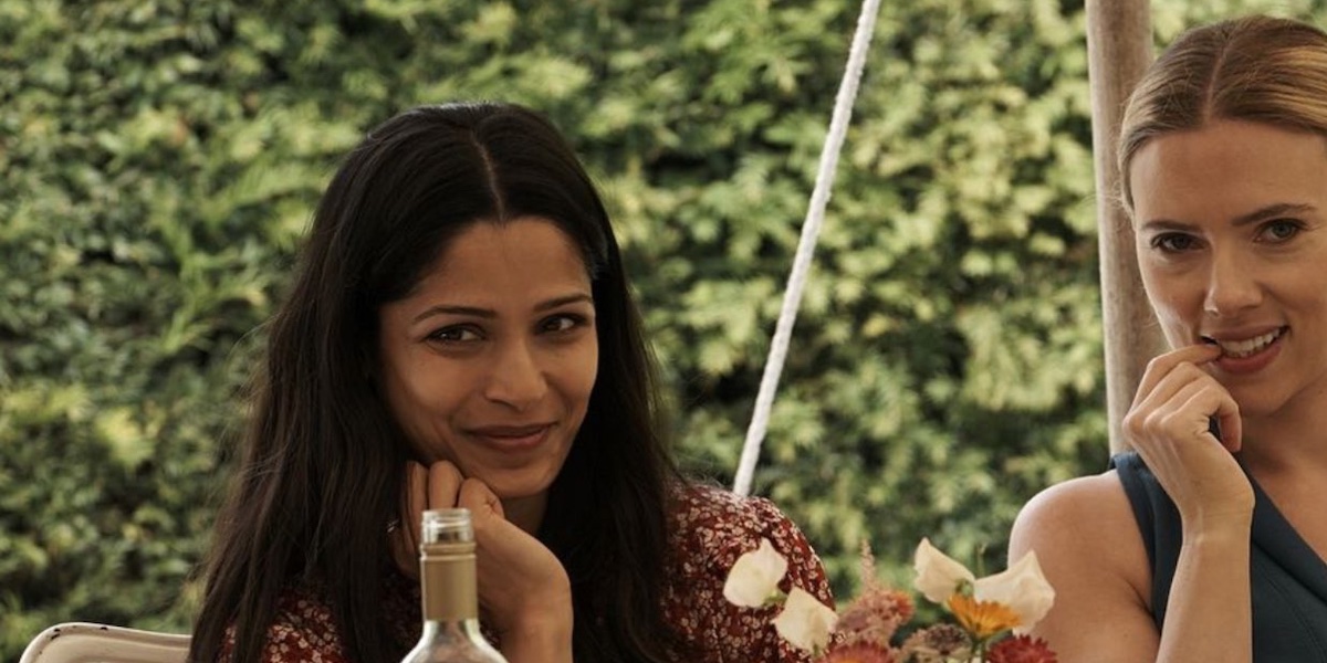 freida pinto and scarlett johansson in 