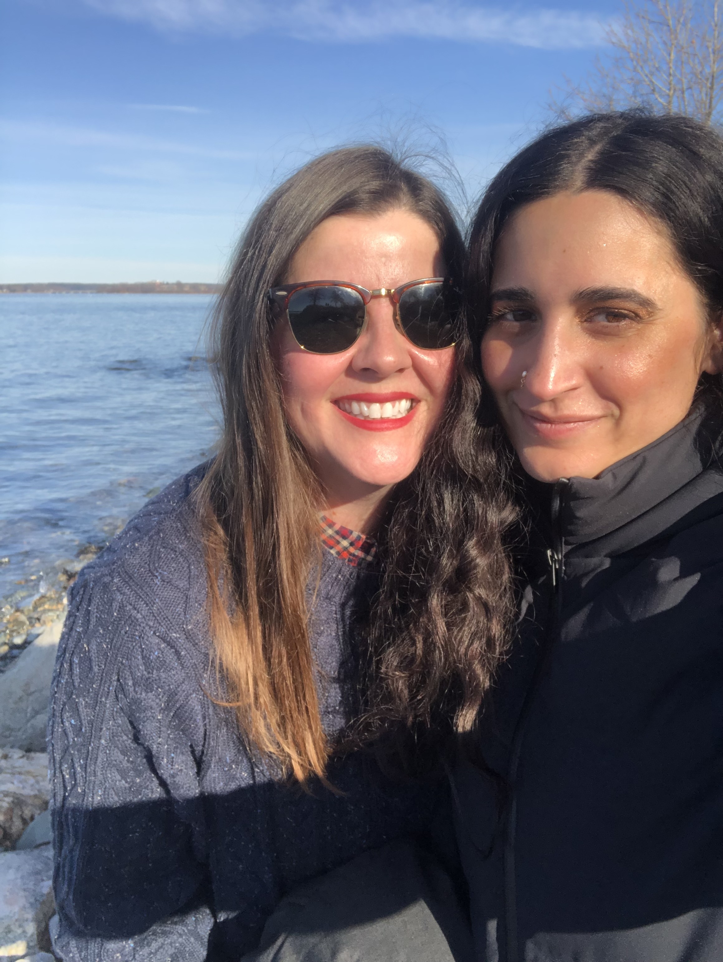 Kristen and Kayla in front of a body of water