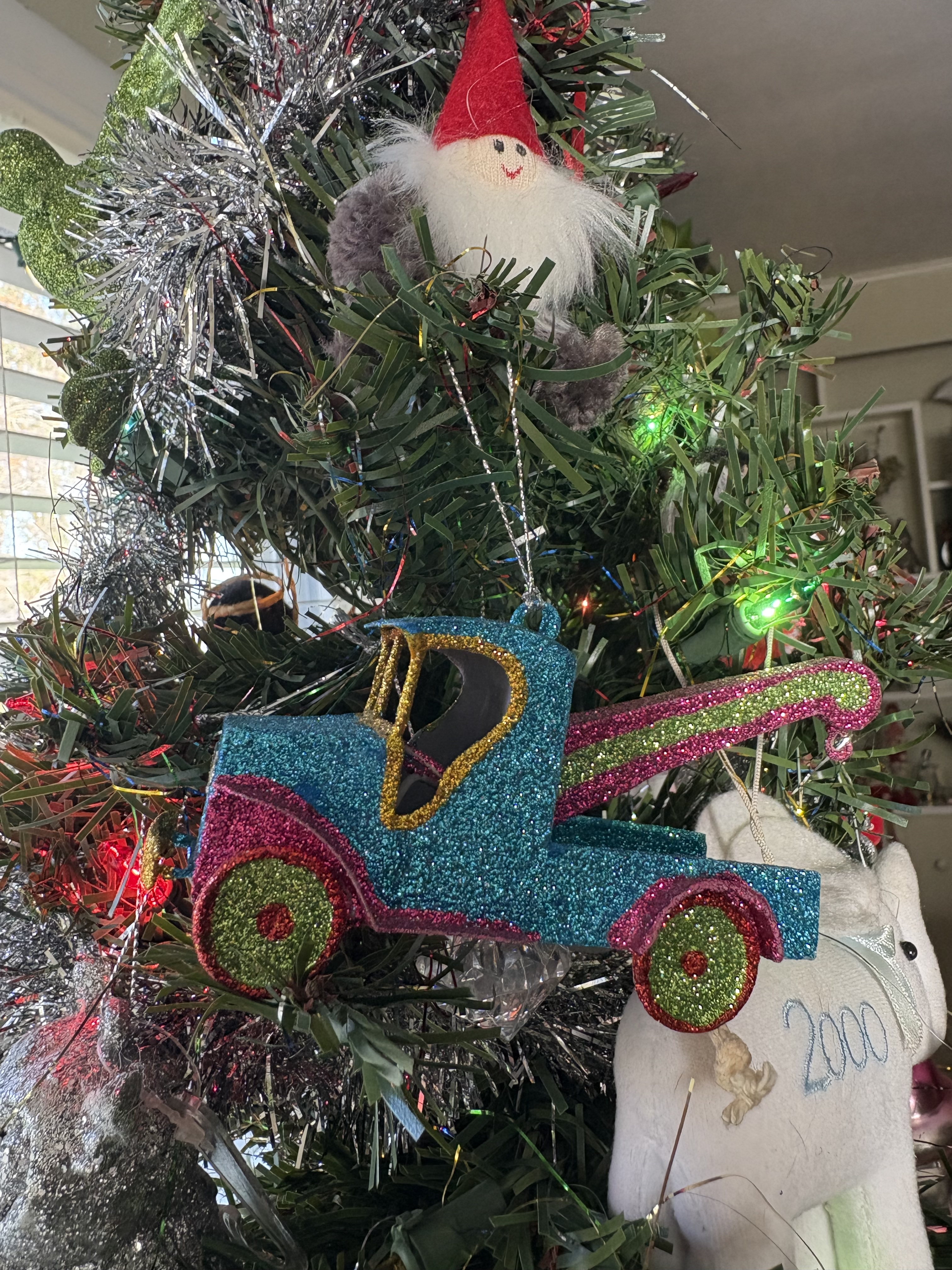 glitter tow truck ornament