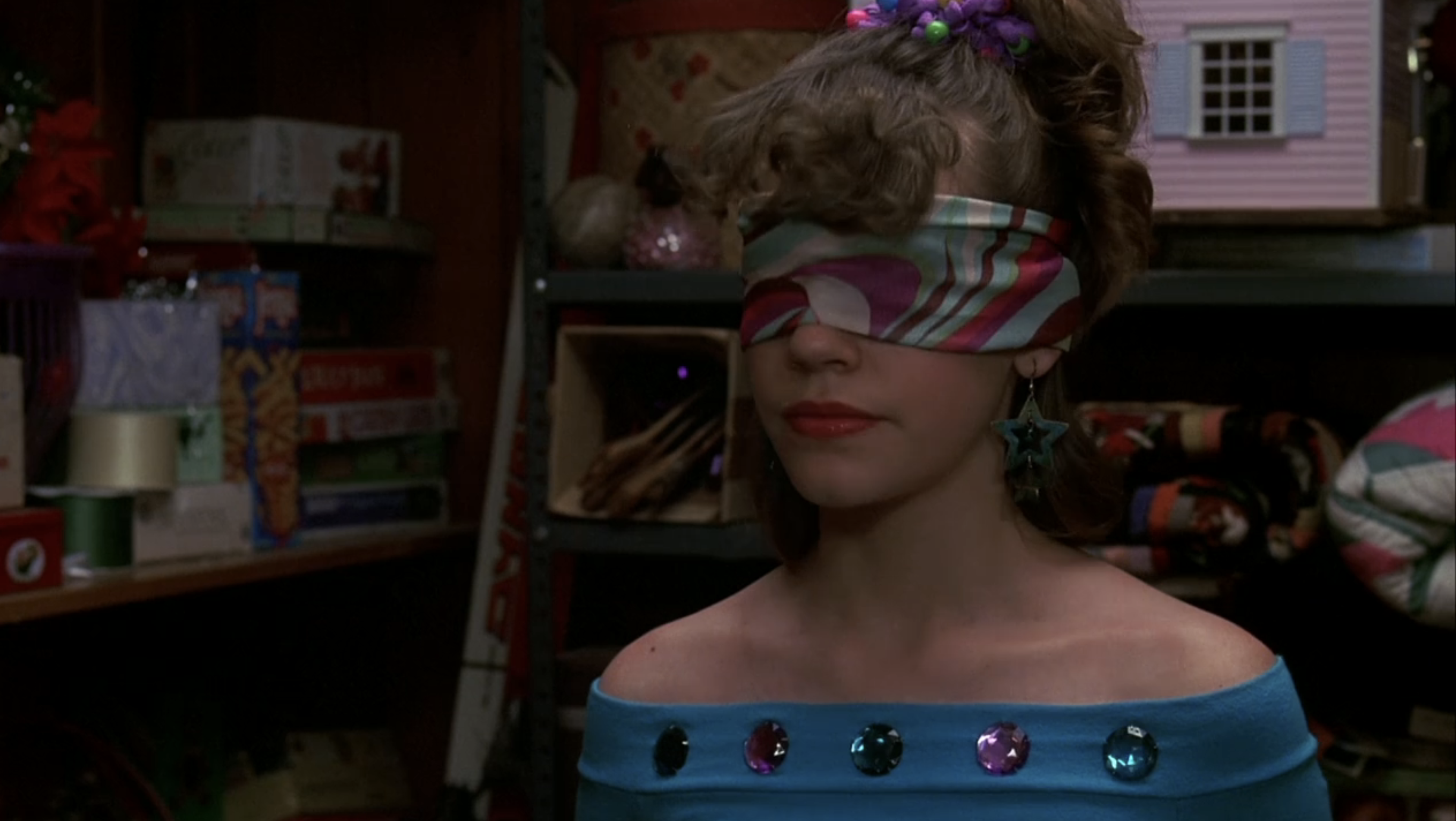 young Jenna blindfolded