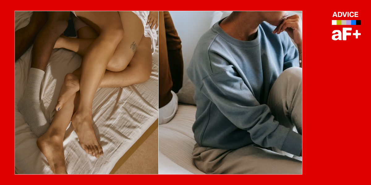 couple tangled up in bed