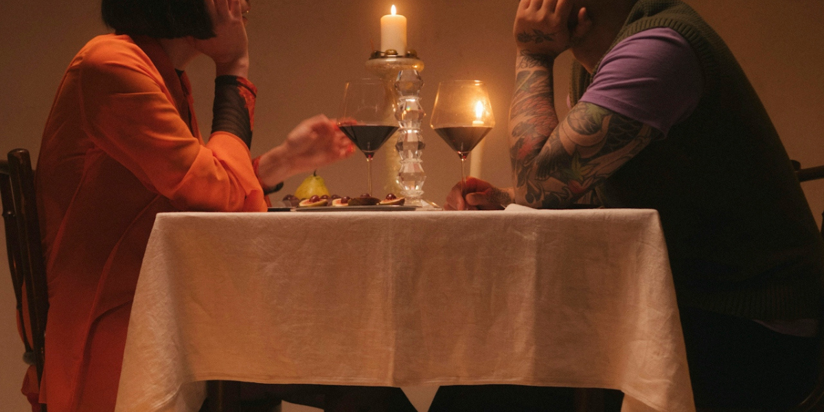 two people at a dinner date