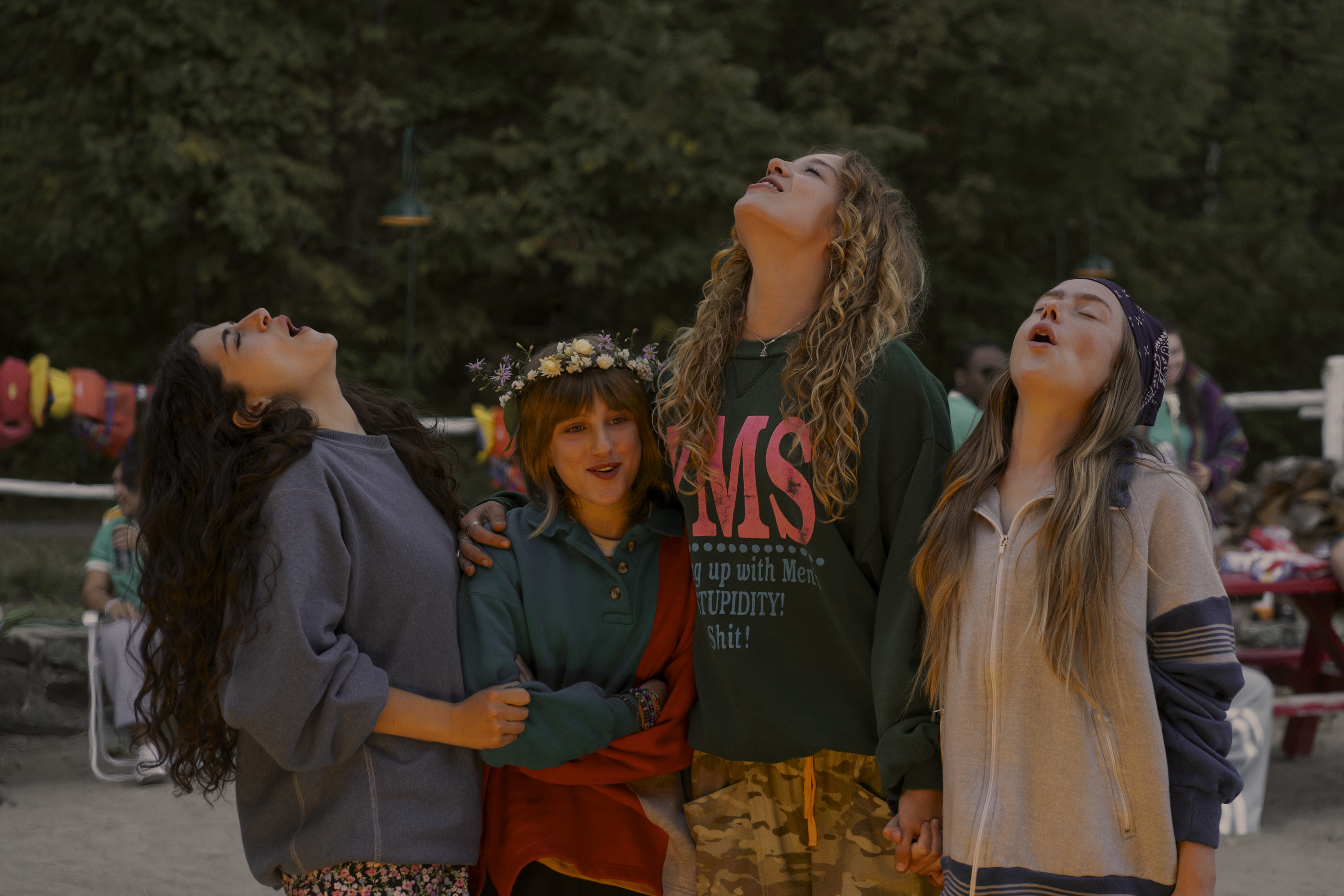 (l-r) Annie Jacobson (Ella Rubin), Maple (Mabel Strachan), Oona (Bo Bragason), and Ramona (Amélie Hoeferle) in STERLING POINT. Photo Credit: Sabrina Lantos/Prime Video